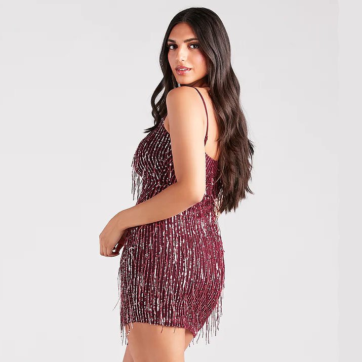 Shake It Up Sequin Fringe Mini Dress