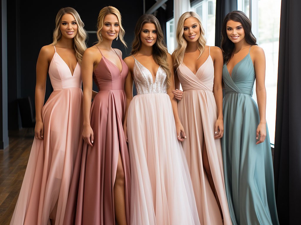 The image displays a collection of popular formal dresses, showcasing a variety of styles, colors, and designs.