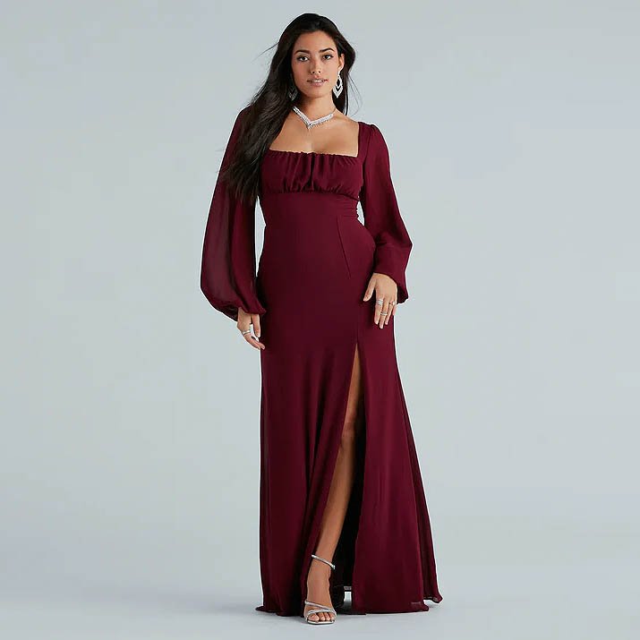 Kaylee Formal Chiffon Lace-Up Long Dress