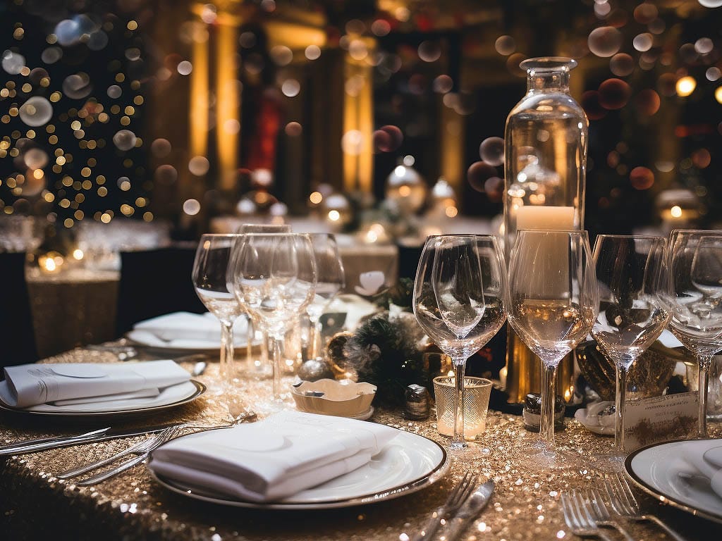 An elegant and sophisticated setting for New Year's Eve celebrations.