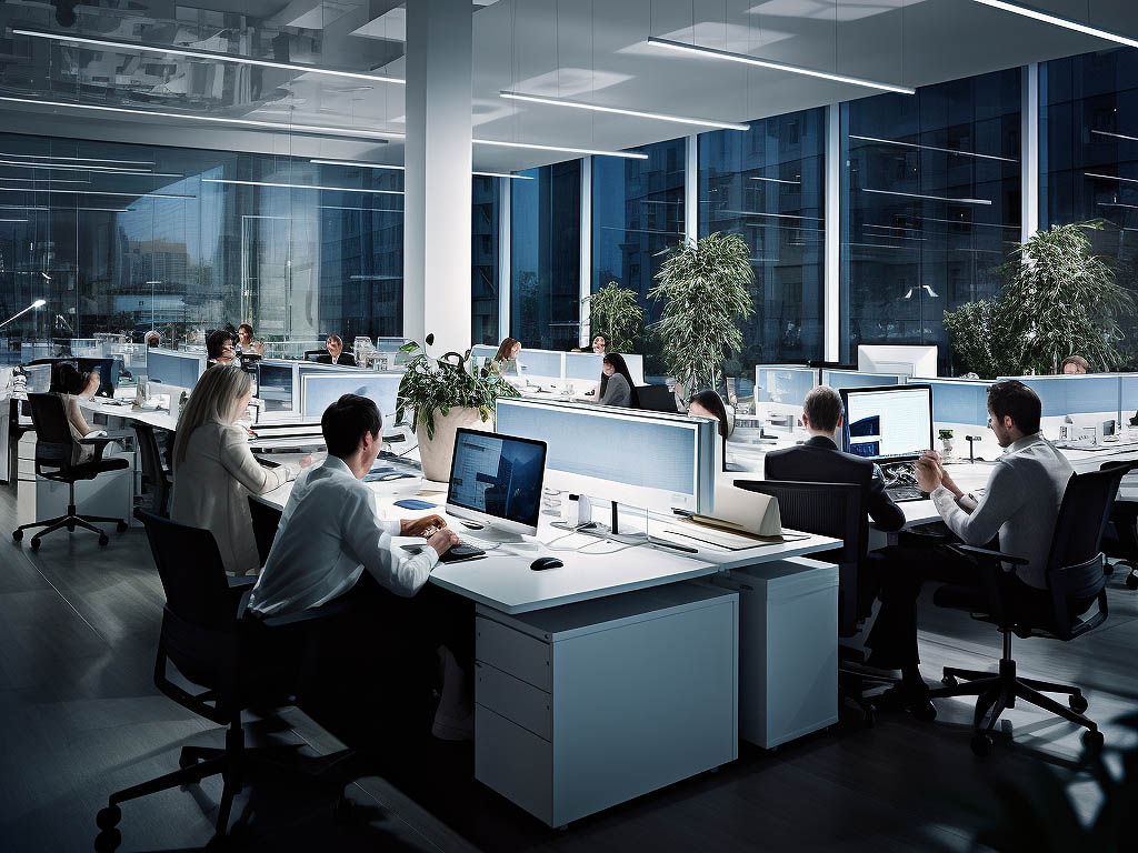 The image could show a professional workplace setting, such as an office or a conference room.