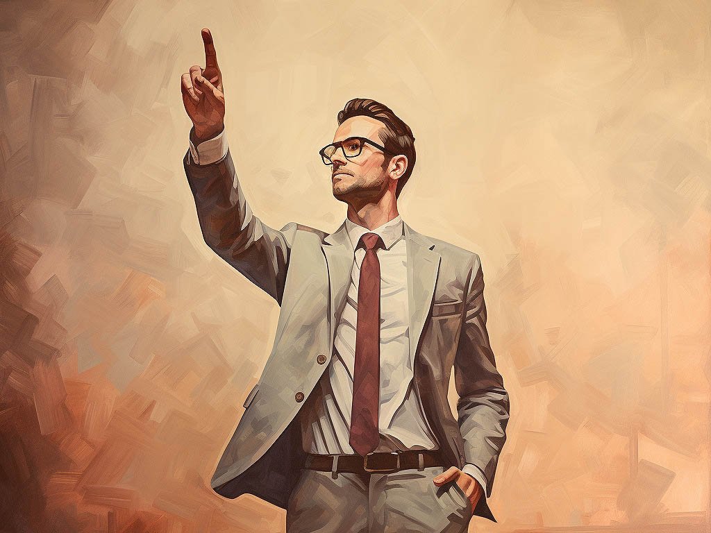 The image features a person confidently standing with a hand raised in self-nomination gesture.