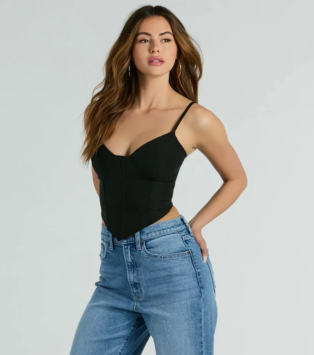 Sultry Flair Woven Cropped Corset Top