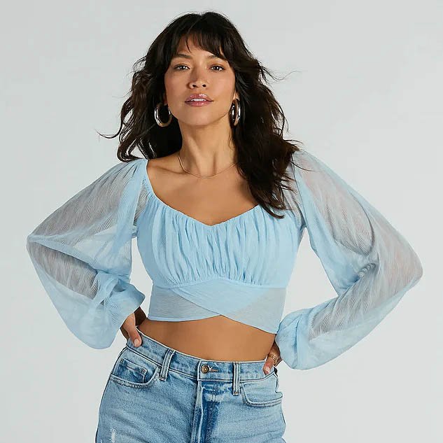All This Grace Tie-Back Mesh Crop Top