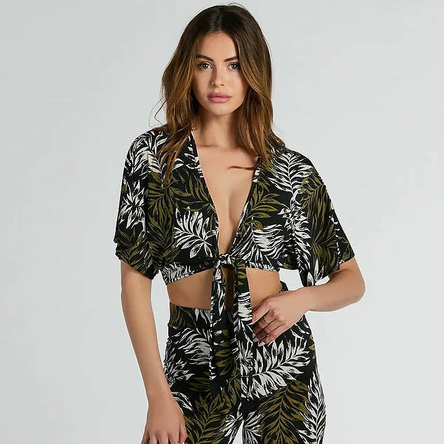 Living In The Palms Tie-Front Crop Top