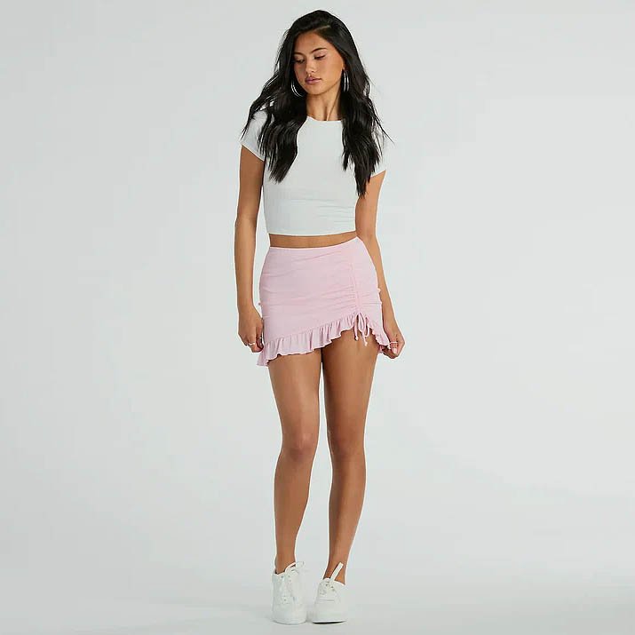 Made Ya Wink Mid-Rise Ruffle Mini Skirt