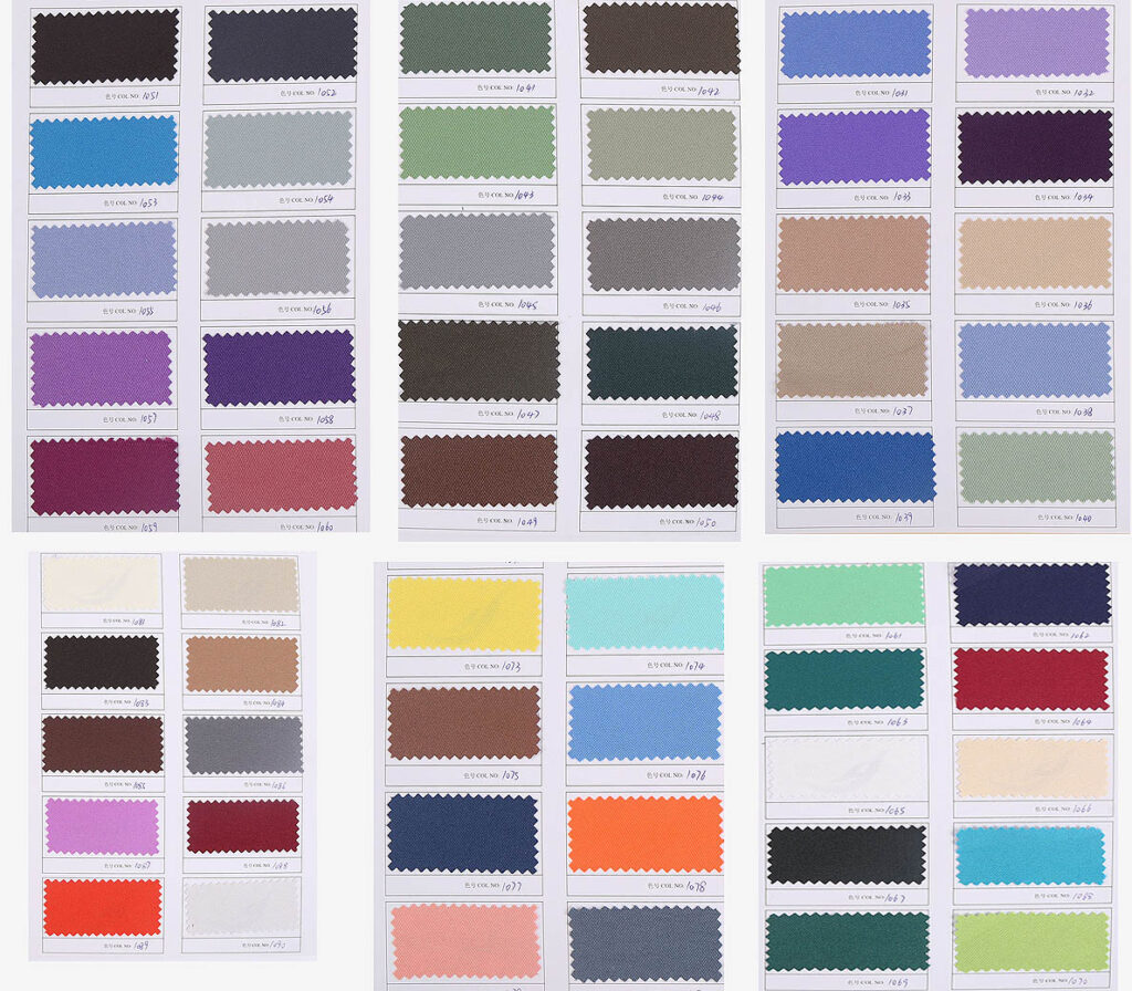 Gabardine fabric color card