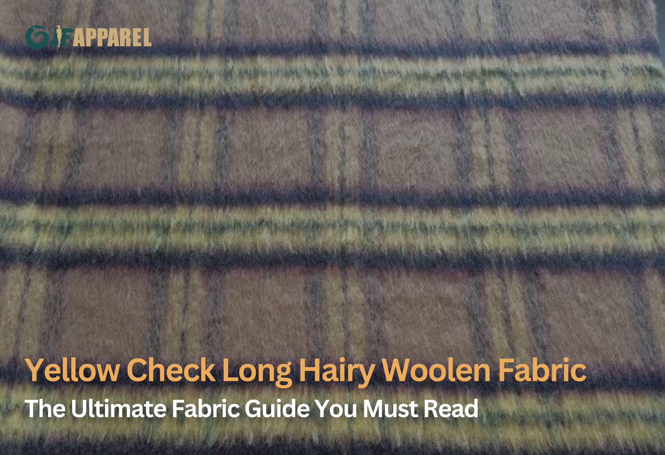 Yellow Check Long Hairy Woolen Fabric