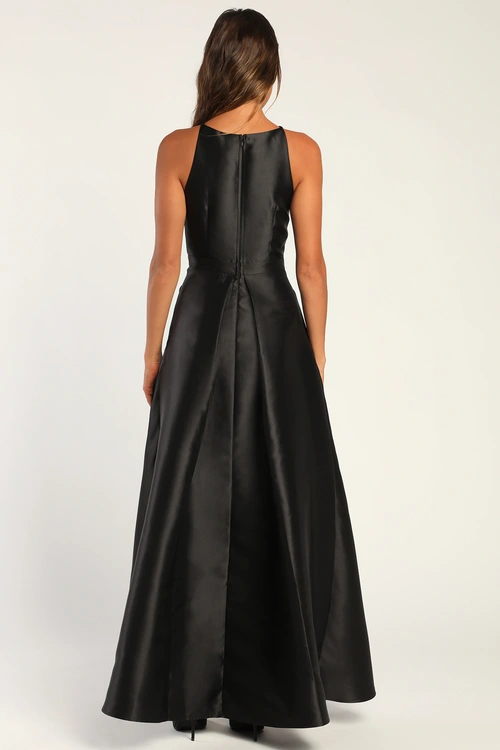 Broadway Show Black High-Low Gown back