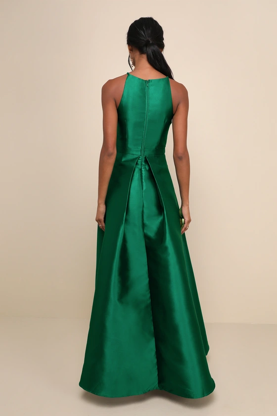 Broadway Show Emerald Green High-Low Gown back