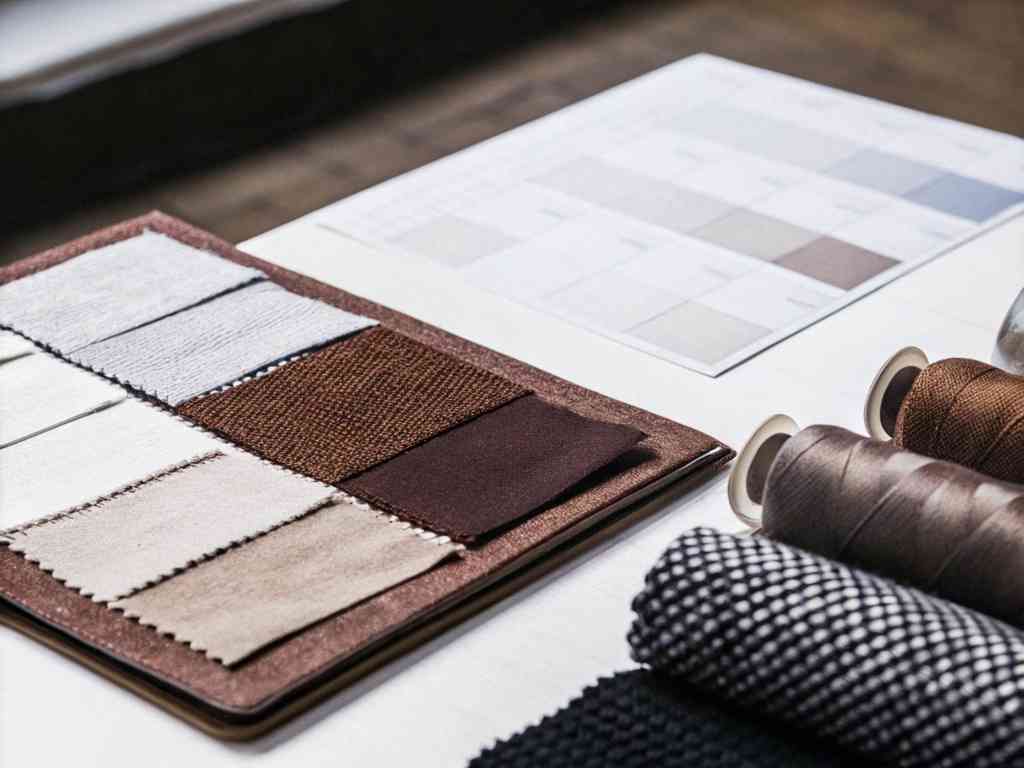 Fabric swatches and threads in neutral tones