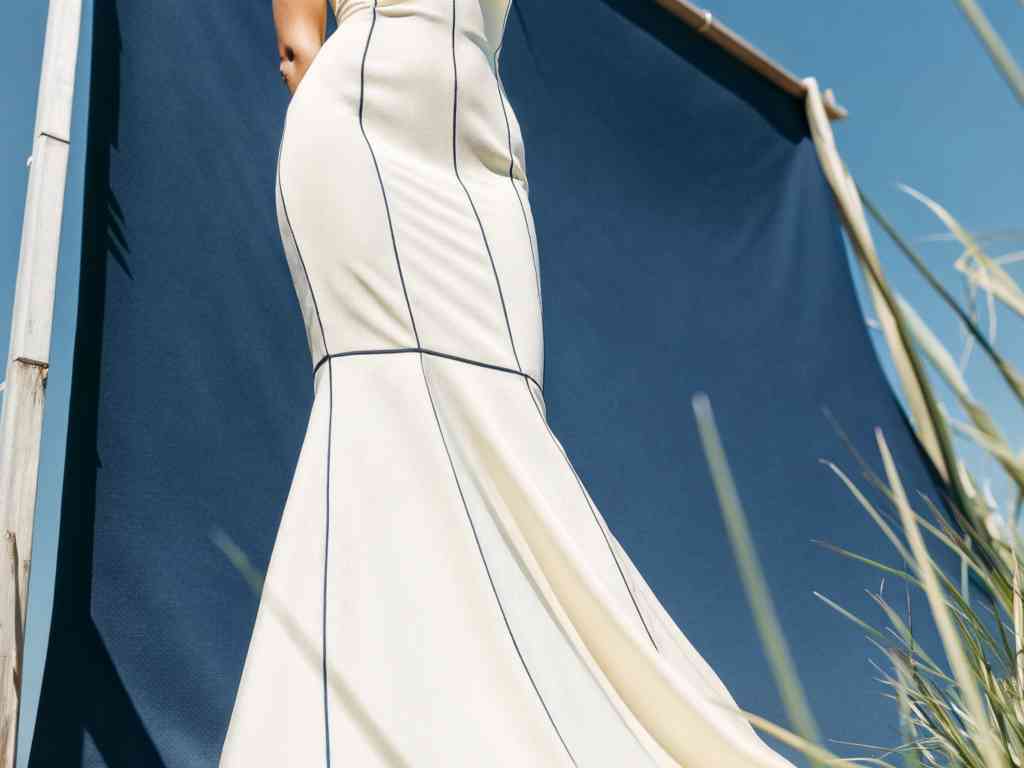 Elegant cream mermaid dress with dark seams